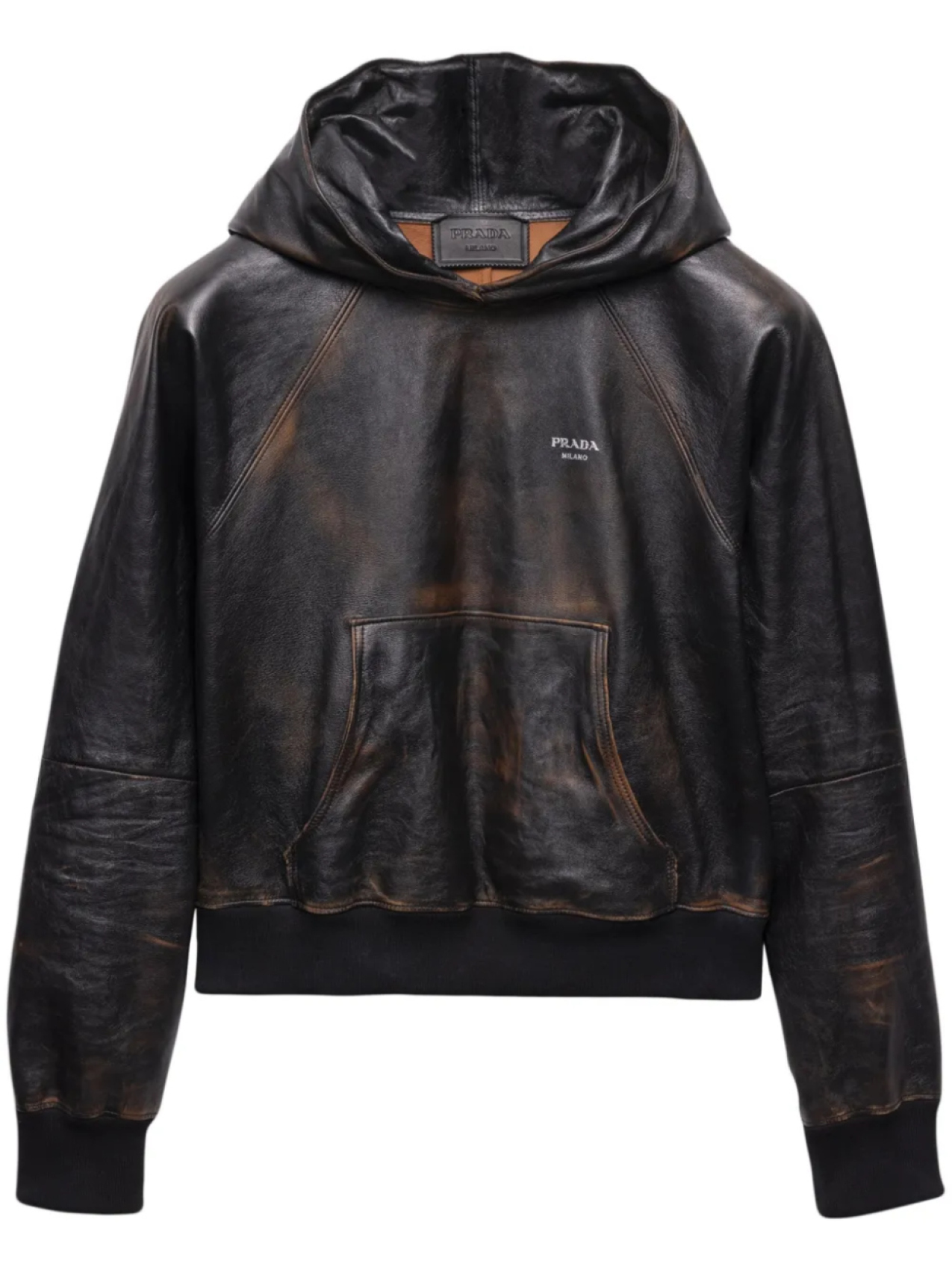 Prada кожаное худи, черный
Prada кожаное худи, черный