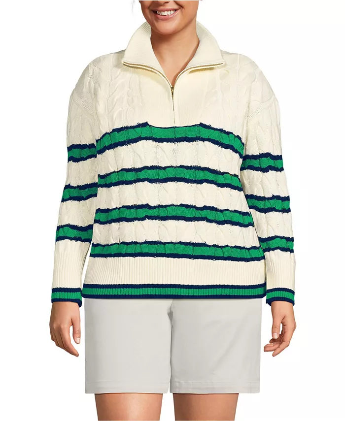 Женский свитер Drifter Cable Quarter Zip большого размера Lands' End, белый
Женский свитер Drifter Cable Quarter Zip большого размера Lands' End, белый