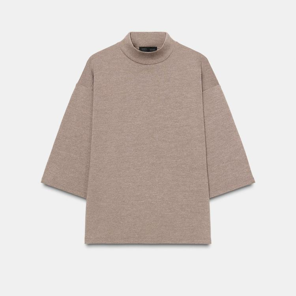 Футболка Zara Piqué High Neck, светло-коричневый
Футболка Zara Piqué High Neck, светло-коричневый