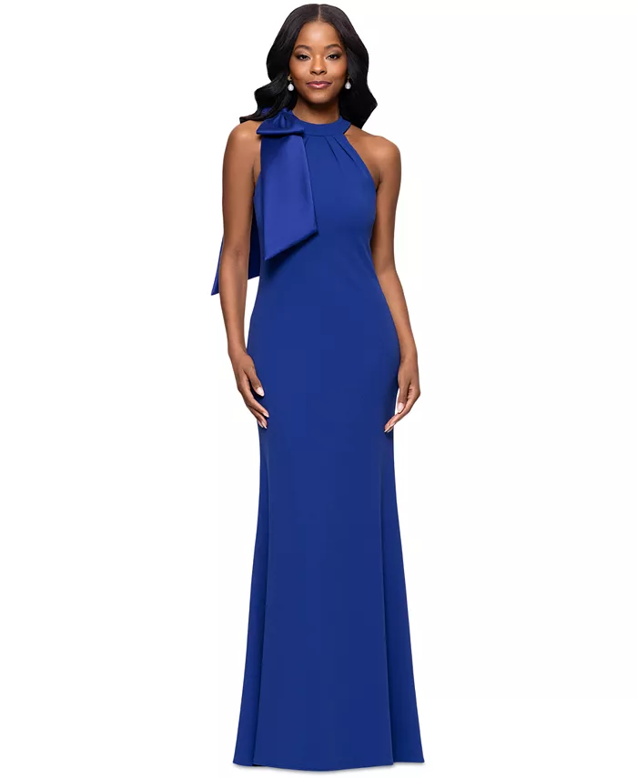 Женское вечернее платье без рукавов с запахом и декором в виде банта Betsy & Adam, синий
Женское вечернее платье без рукавов с запахом и декором в виде банта Betsy & Adam, синий