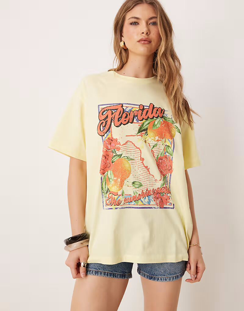 Футболка свободного кроя ASOS DESIGN с принтом Флориды желтого цвета
Футболка свободного кроя ASOS DESIGN с принтом Флориды желтого цвета