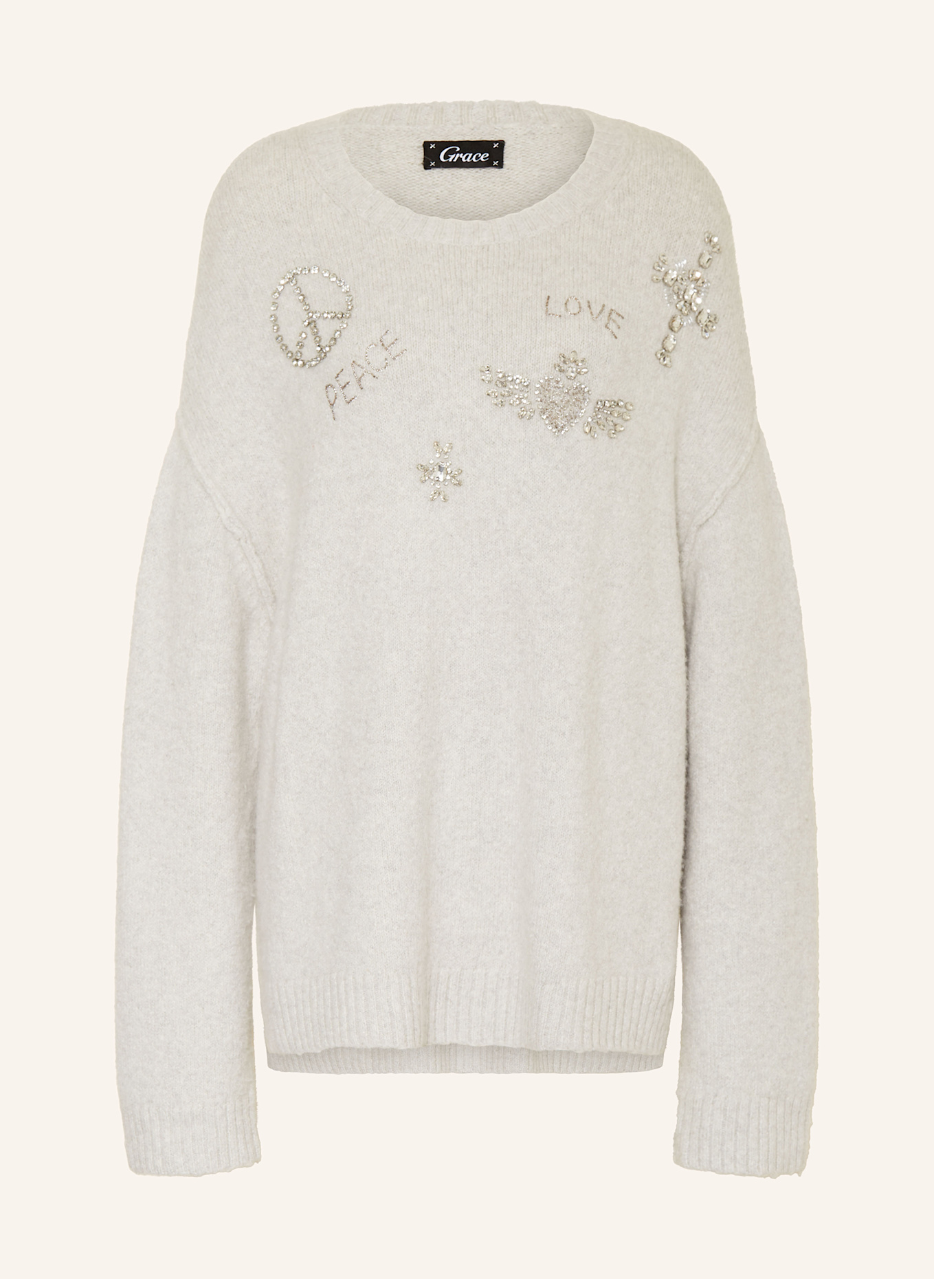 Свитер оверсайз с альпакой и драгоценными камнями Grace, серый
Свитер оверсайз с альпакой и драгоценными камнями Grace, серый