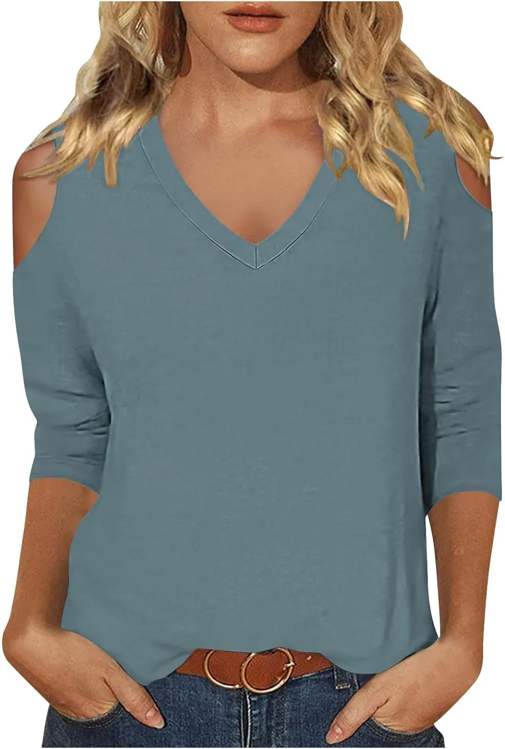 Женский топ с V-образным вырезом и холодным плечом, 3/4 рукава FZYLQY
Женский топ с V-образным вырезом и холодным плечом, 3/4 рукава FZYLQY