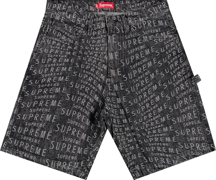 Шорты Supreme Warp Jacquard Logos Denim Painter Short 'Black', черный 
Шорты Supreme Warp Jacquard Logos Denim Painter Short 'Black', черный