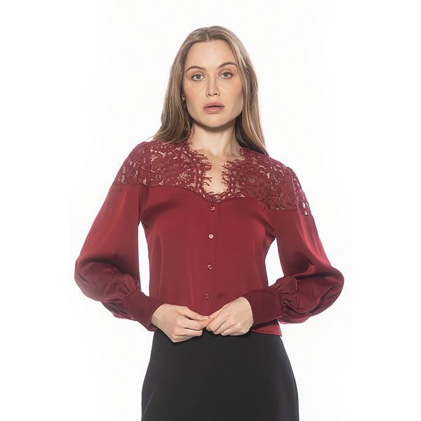 Женский топ с кружевной аппликацией и рукавами-фонариками Alexia Admor, Burgundy
Женский топ с кружевной аппликацией и рукавами-фонариками Alexia Admor, Burgundy