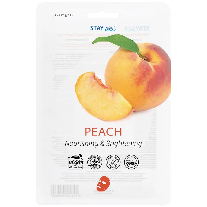 Stay Well Peach веганская тканевая маска для лица, 1 шт.
Stay Well Peach веганская тканевая маска для лица, 1 шт.