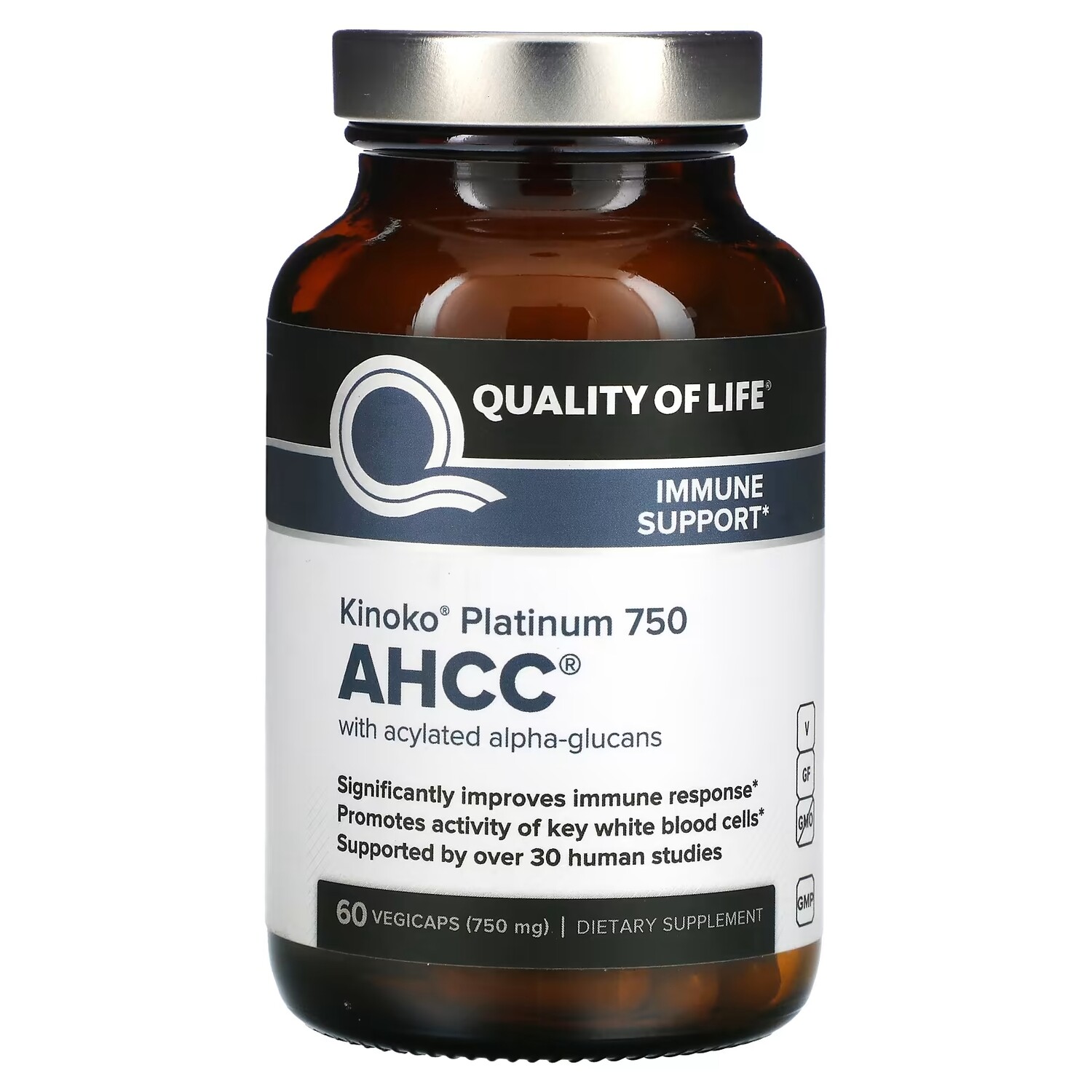 Иммунная Поддержка Quality of Life Labs Kinoko Platinum AHCC, 60 растительных капсул 
Иммунная Поддержка Quality of Life Labs Kinoko Platinum AHCC, 60 растительных капсул