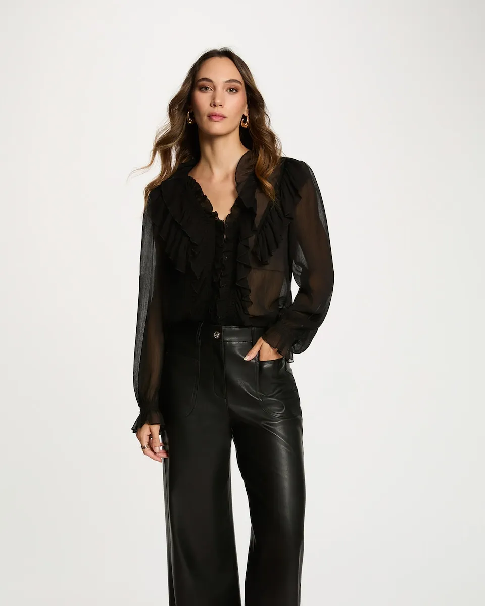 Женская блузка свободного кроя с V-образным вырезом Morgan, черный
Женская блузка свободного кроя с V-образным вырезом Morgan, черный