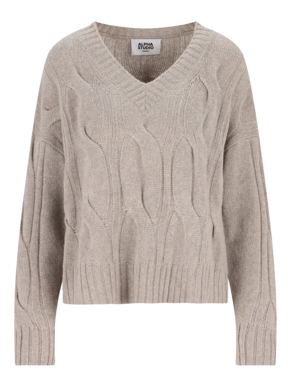 Вязаный свитер с V-образным вырезом ALPHA STUDIO, нейтральный 
Вязаный свитер с V-образным вырезом ALPHA STUDIO, нейтральный