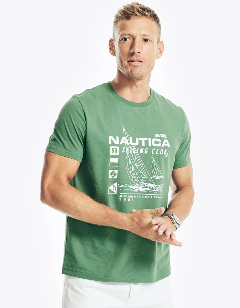 Мужская хлопковая футболка с коротким рукавом Nautica, зеленый
Мужская хлопковая футболка с коротким рукавом Nautica, зеленый
