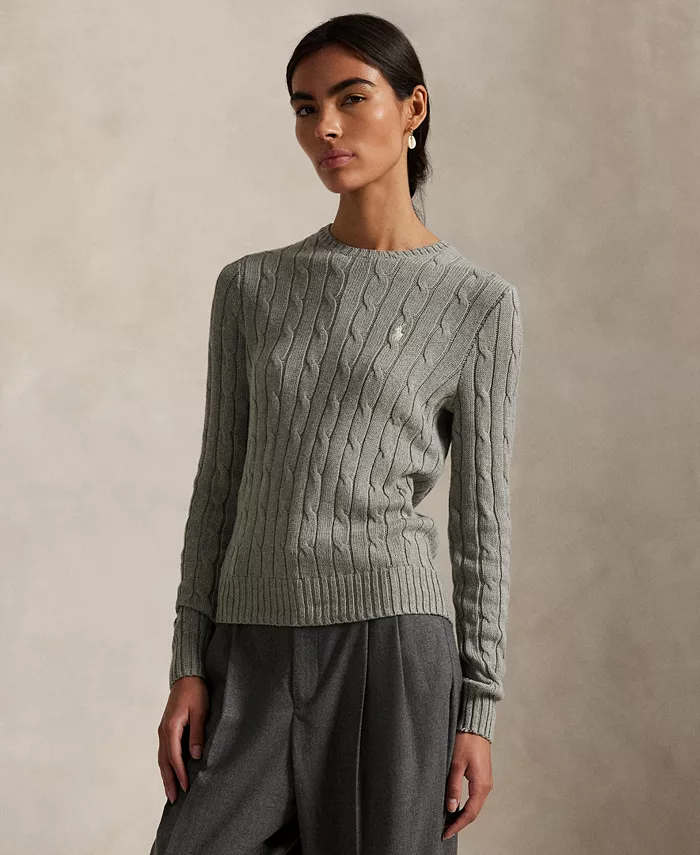 Женский хлопковый свитер с круглым вырезом, вязка косами Polo Ralph Lauren, серый
Женский хлопковый свитер с круглым вырезом, вязка косами Polo Ralph Lauren, серый