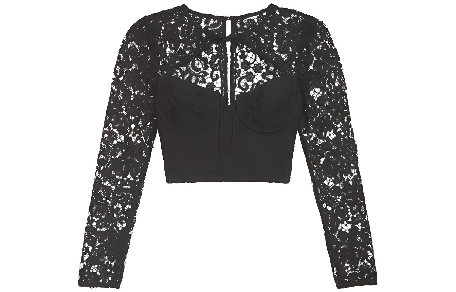 Селфи с кружевными вставками Короткий топ Self-portrait, Классический черный
Селфи с кружевными вставками Короткий топ Self-portrait, Классический черный