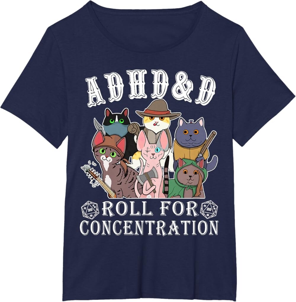 Женская футболка Funny Tees Gamer RPG Apparel Cats RPG Gamer Roll For Concentration D20 Dice Nerdy, темно-синий
Женская футболка Funny Tees Gamer RPG Apparel Cats RPG Gamer Roll For Concentration D20 Dice Nerdy, темно-синий