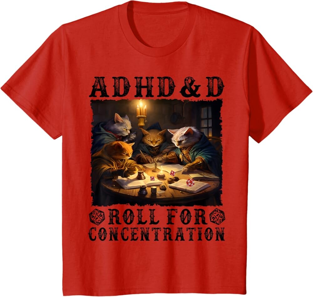 Детская футболка Funny Tees Gamer RPG Apparel Cats RPG Gamer Roll For Concentration, красный
Детская футболка Funny Tees Gamer RPG Apparel Cats RPG Gamer Roll For Concentration, красный