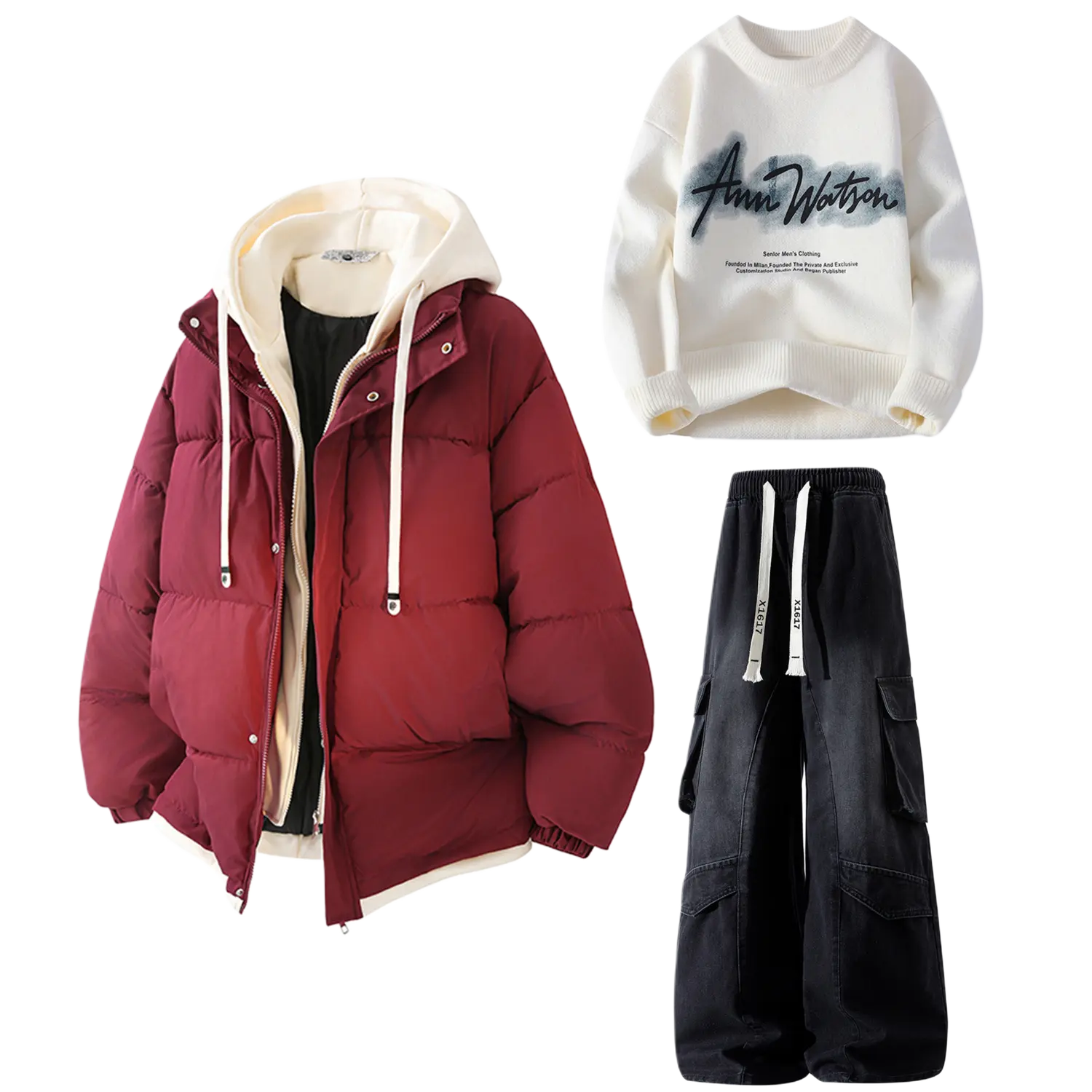 Толстовка Casual Sportswear утепленная с капюшоном унисекс X1617, burgundy top+бежевый knitwear+черный pants
Толстовка Casual Sportswear утепленная с капюшоном унисекс X1617, burgundy top+бежевый knitwear+черный pants