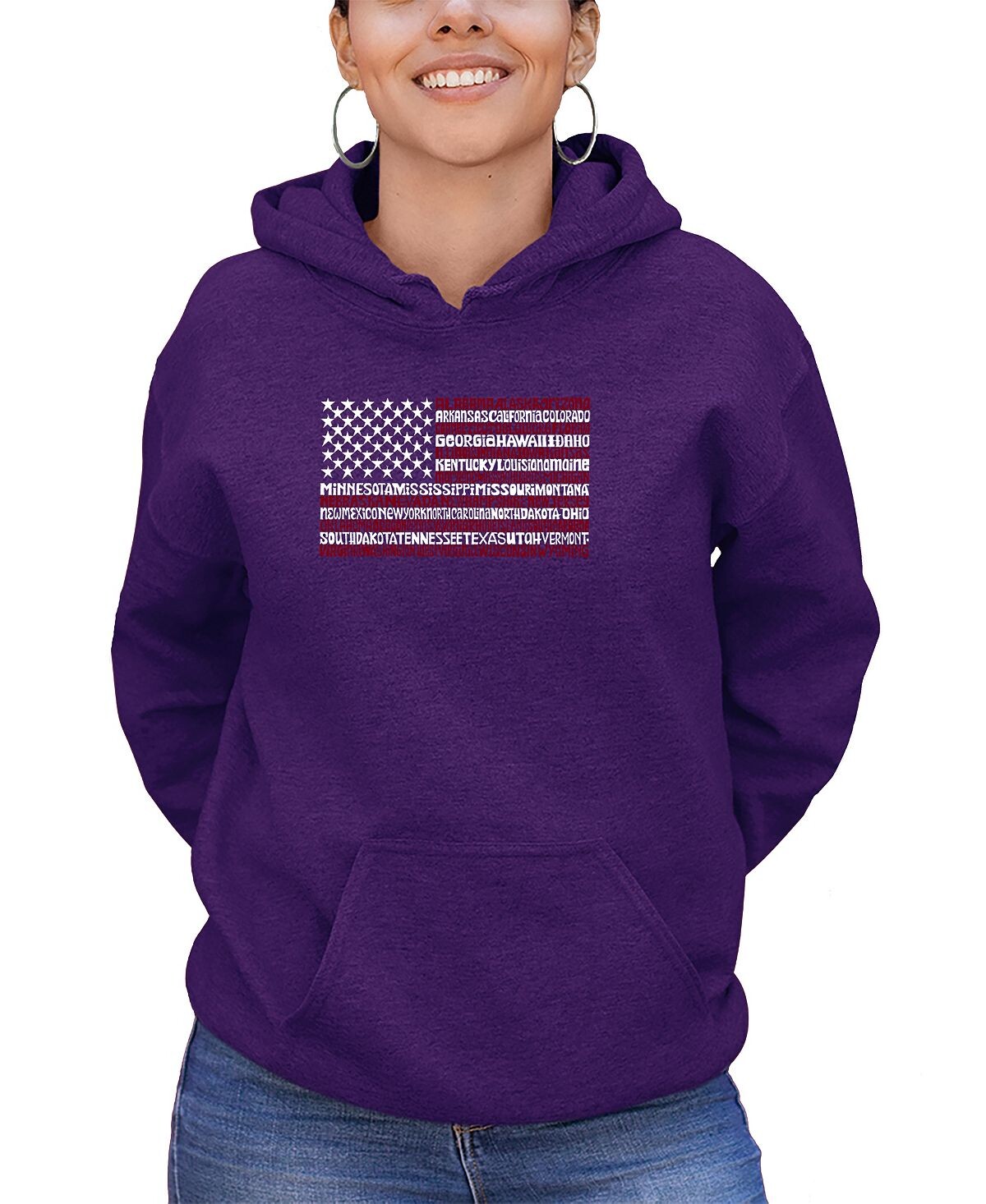 Женская толстовка с капюшоном с изображением флага сша 50 штатов сша word art LA Pop Art, фиолетовый
Женская толстовка с капюшоном с изображением флага сша 50 штатов сша word art LA Pop Art, фиолетовый