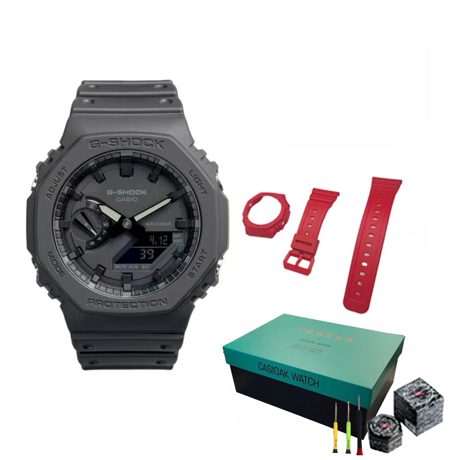 Часы Casio G-Shock Analog-digital 2100 Series GA-2100-1A1 + упаковка Commemoration, ремешок GA2100 и инструменты
Часы Casio G-Shock Analog-digital 2100 Series GA-2100-1A1 + упаковка Commemoration, ремешок GA2100 и инструменты