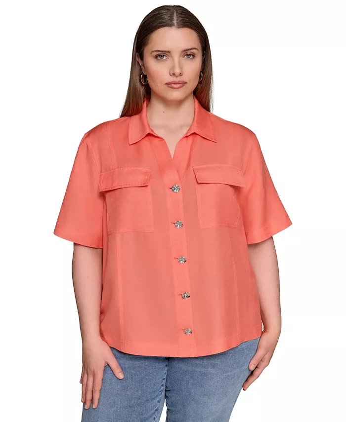 Рубашка-куртка больших размеров с короткими рукавами KARL LAGERFELD PARIS, оранжевый
Рубашка-куртка больших размеров с короткими рукавами KARL LAGERFELD PARIS, оранжевый