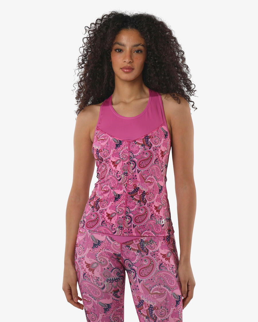 JAKED Майка женская цикламеновая из синтетического материала для фитнеса
JAKED Майка женская цикламеновая из синтетического материала для фитнеса