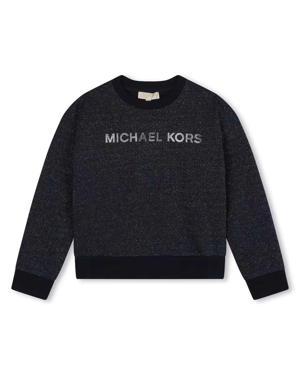 Толстовка для девочки с круглым вырезом и логотипом из стразов Michael Kors, темно-синий
Толстовка для девочки с круглым вырезом и логотипом из стразов Michael Kors, темно-синий