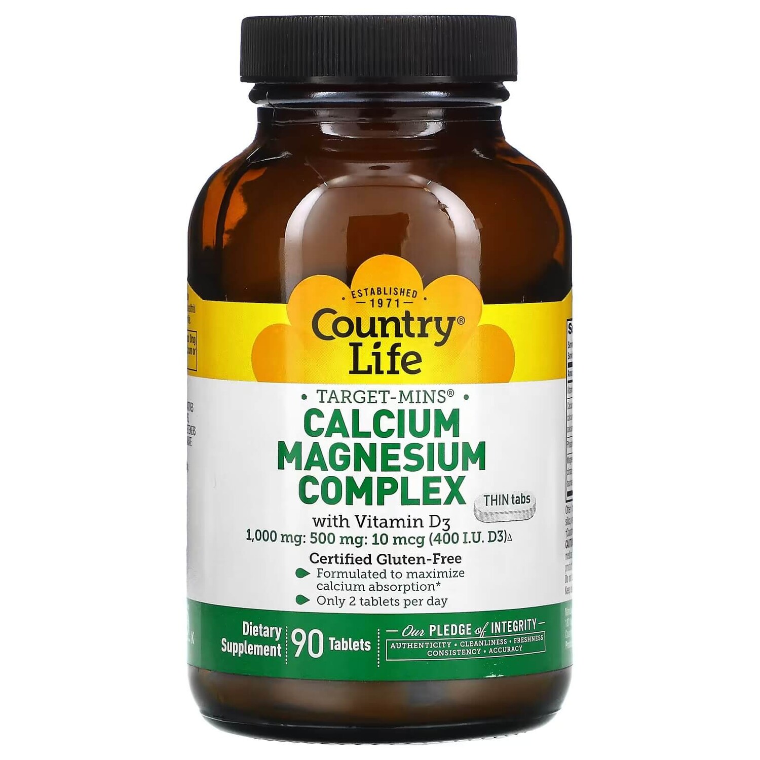 Комплекс кальция и магния с витамином D3 Country Life, 90 таблеток 
Комплекс кальция и магния с витамином D3 Country Life, 90 таблеток
