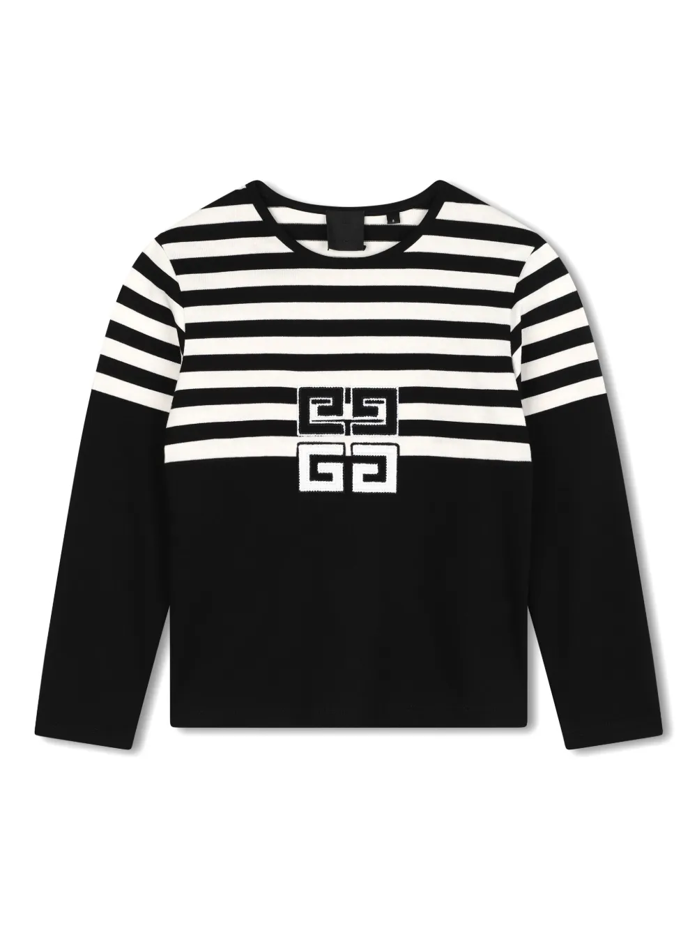 Полосатая футболка с аппликацией 4G Givenchy Kids, черный
Полосатая футболка с аппликацией 4G Givenchy Kids, черный
