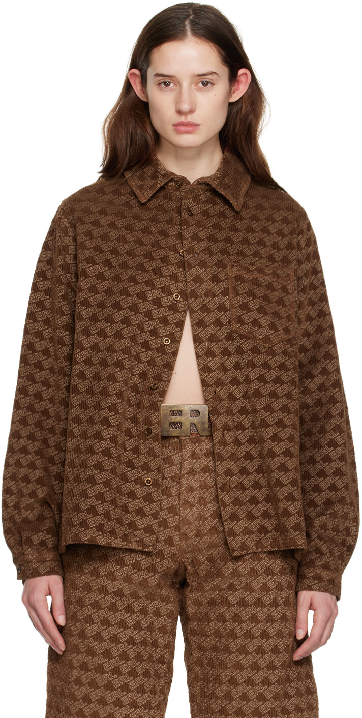 Коричневая рубашка с принтом ERL
Коричневая рубашка с принтом ERL