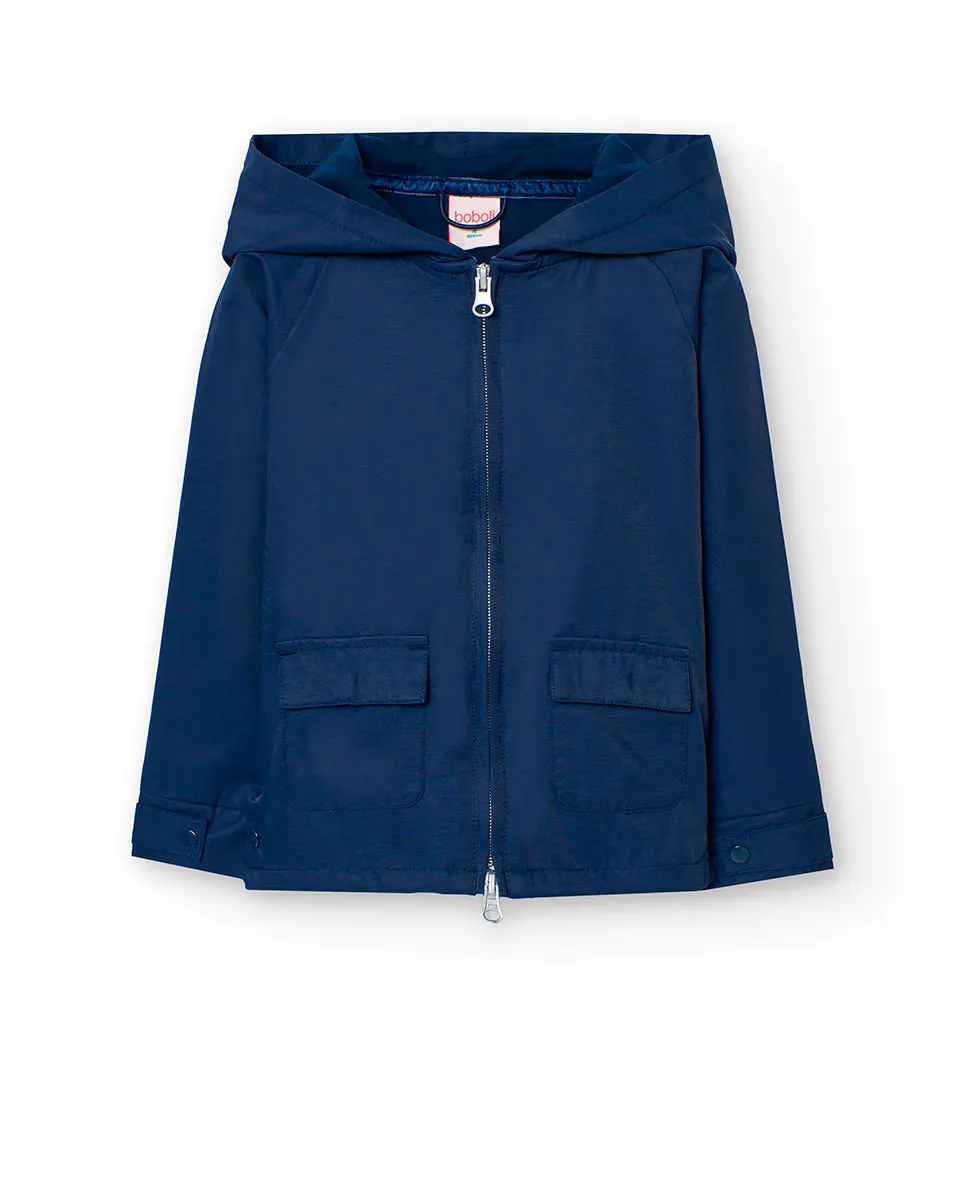 Парка для девочек с капюшоном и передними карманами Boboli, тёмно-синий 
Парка для девочек с капюшоном и передними карманами Boboli, тёмно-синий