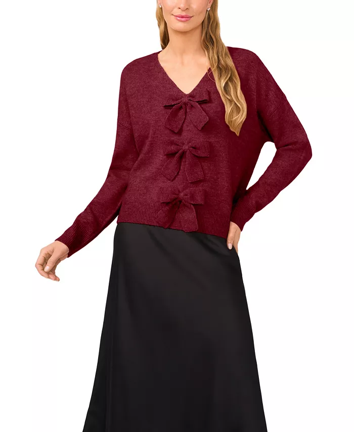 Женский свитер с V-образным вырезом и бантом Cece, красный
Женский свитер с V-образным вырезом и бантом Cece, красный