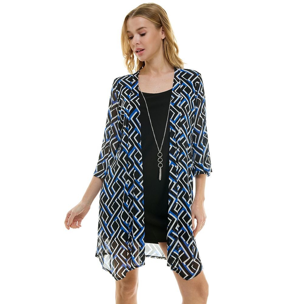 Женский комплект Luxology из 2 предметов: куртка и платье в сетку, цвет Blue Black Ivory 
Женский комплект Luxology из 2 предметов: куртка и платье в сетку, цвет Blue Black Ivory