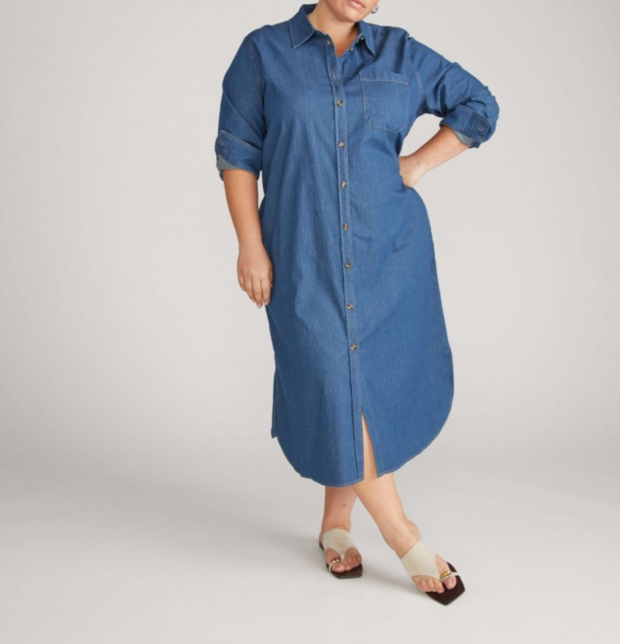 Платье-рубашка из эластичного хлопка шамбре больших размеров Universal Standard, Orion blue
Платье-рубашка из эластичного хлопка шамбре больших размеров Universal Standard, Orion blue