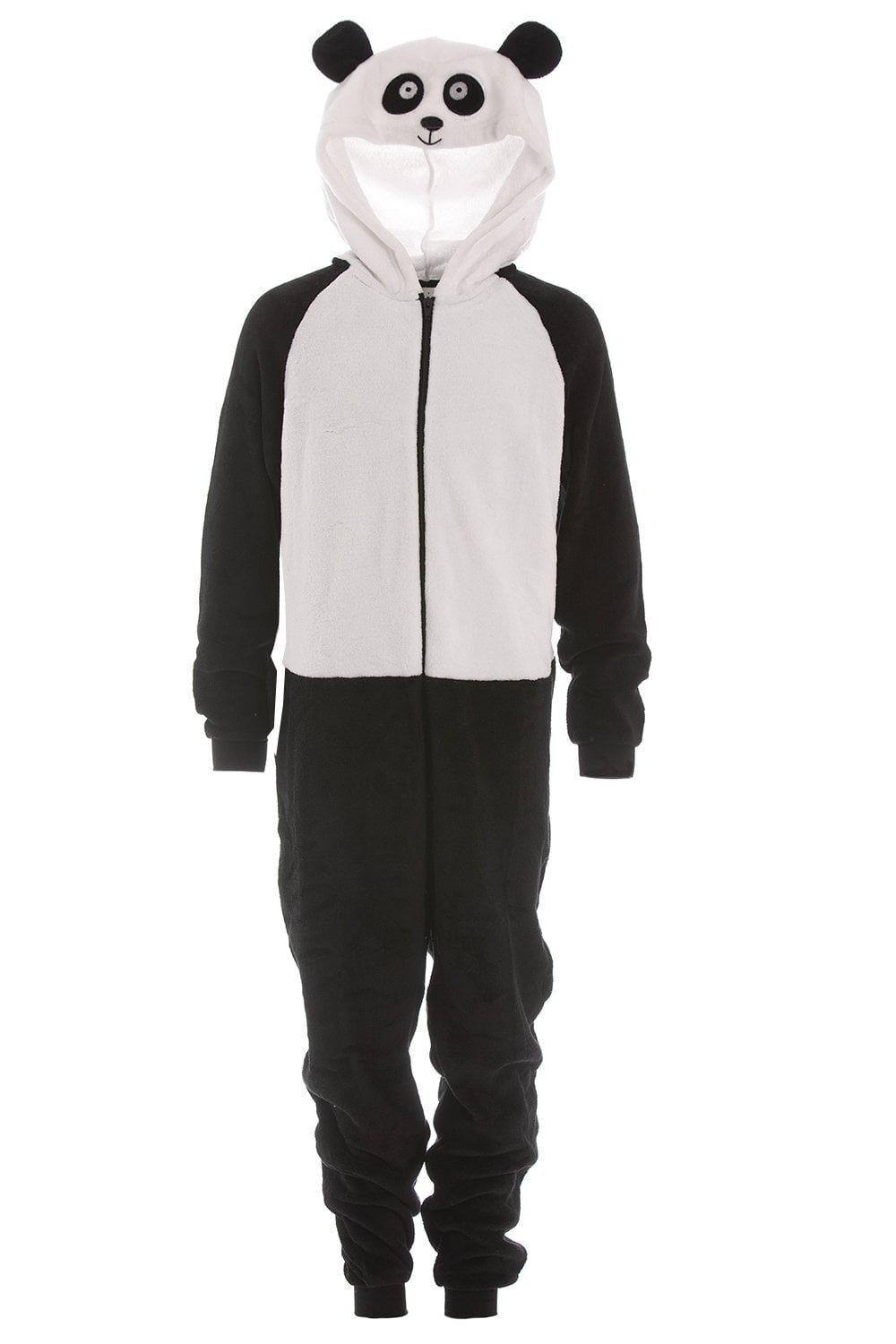 Комбинезон Supersoft с капюшоном и животным принтом в виде панды и медведя Camille, черный 
Комбинезон Supersoft с капюшоном и животным принтом в виде панды и медведя Camille, черный