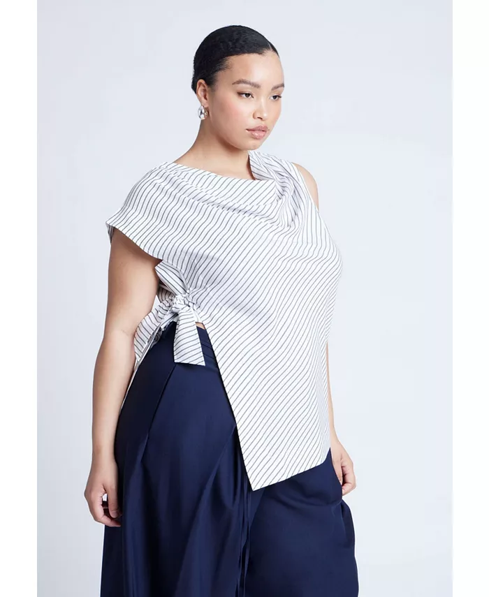 Женский асимметричный топ с завязками ELOQUII, черный 
Женский асимметричный топ с завязками ELOQUII, черный