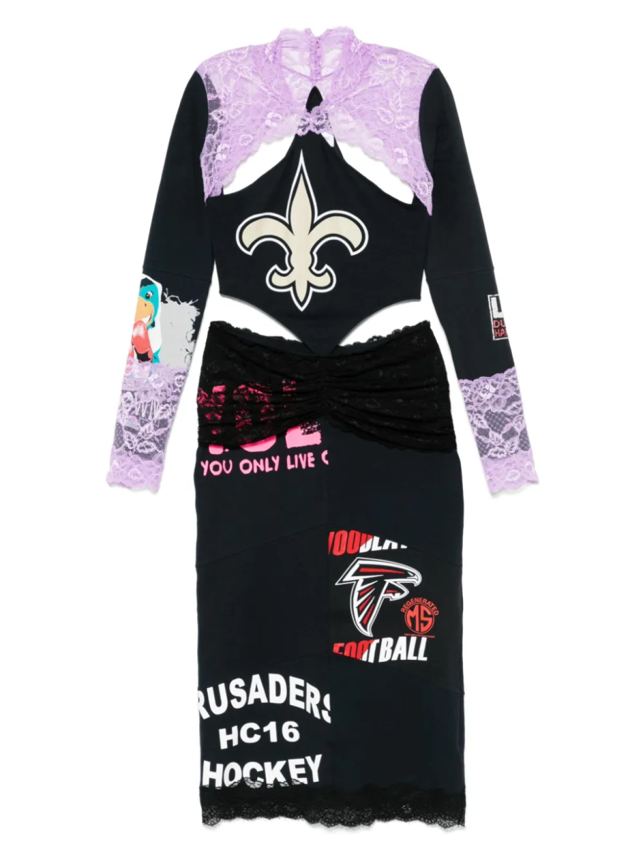 Платье миди со вставками Marine Serre, черный
Платье миди со вставками Marine Serre, черный