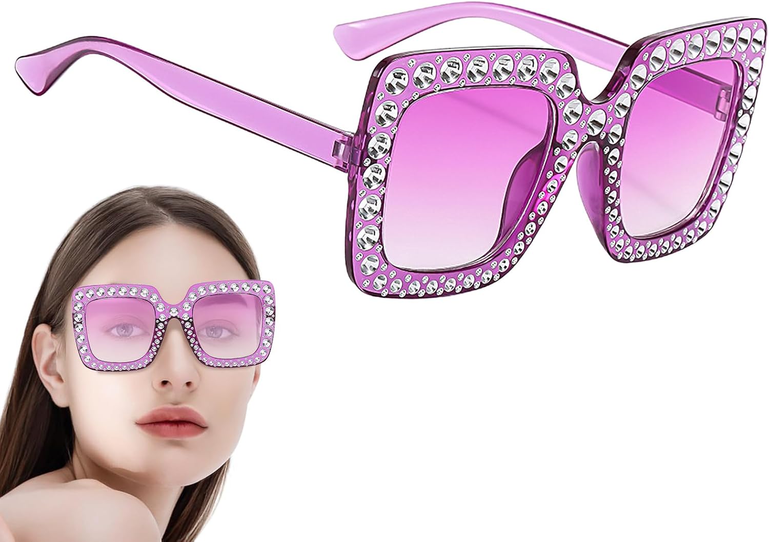 Солнцезащитные очки со стразами для женщин - солнцезащитные очки с защитой от УФ-излучения, большие женские очки, модные солнцезащитные очки, большие квадратные оправы Generic, Purple
Солнцезащитные очки со стразами для женщин - солнцезащитные очки с защитой от УФ-излучения, большие женские очки, модные солнцезащитные очки, большие квадратные оправы Generic, Purple