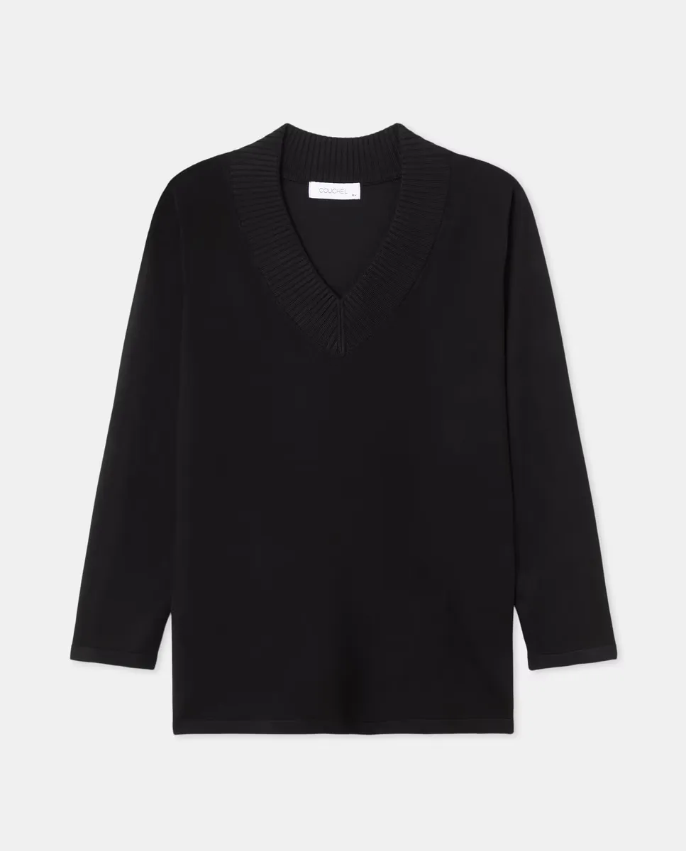 Женский джемпер с длинным рукавом и V-образным вырезом Couchel, черный
Женский джемпер с длинным рукавом и V-образным вырезом Couchel, черный