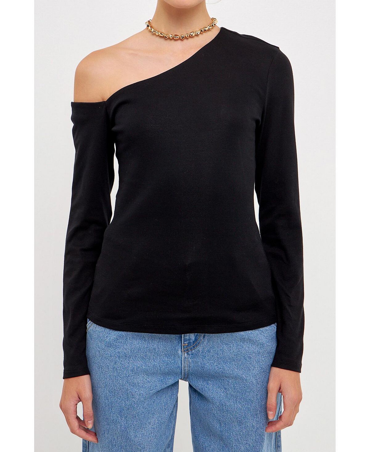 Женский асимметричный топ мягкого трикотажа Grey Lab, черный
Женский асимметричный топ мягкого трикотажа Grey Lab, черный