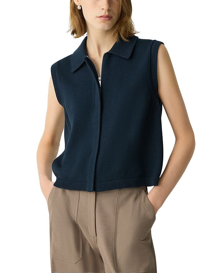 Вязаный жилет на молнии из хлопка Theory, синий
Вязаный жилет на молнии из хлопка Theory, синий