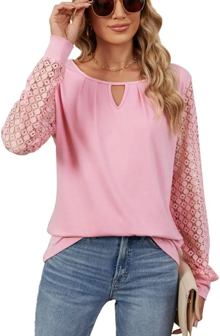 Женская блузка с длинными рукавами и кружевом для офиса
Женская блузка с длинными рукавами и кружевом для офиса