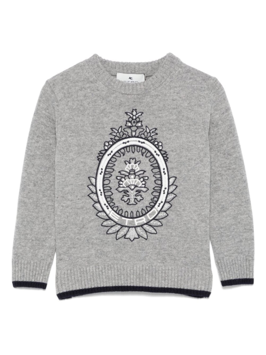Свитер ETRO KIDS с гербом, серый 
Свитер ETRO KIDS с гербом, серый