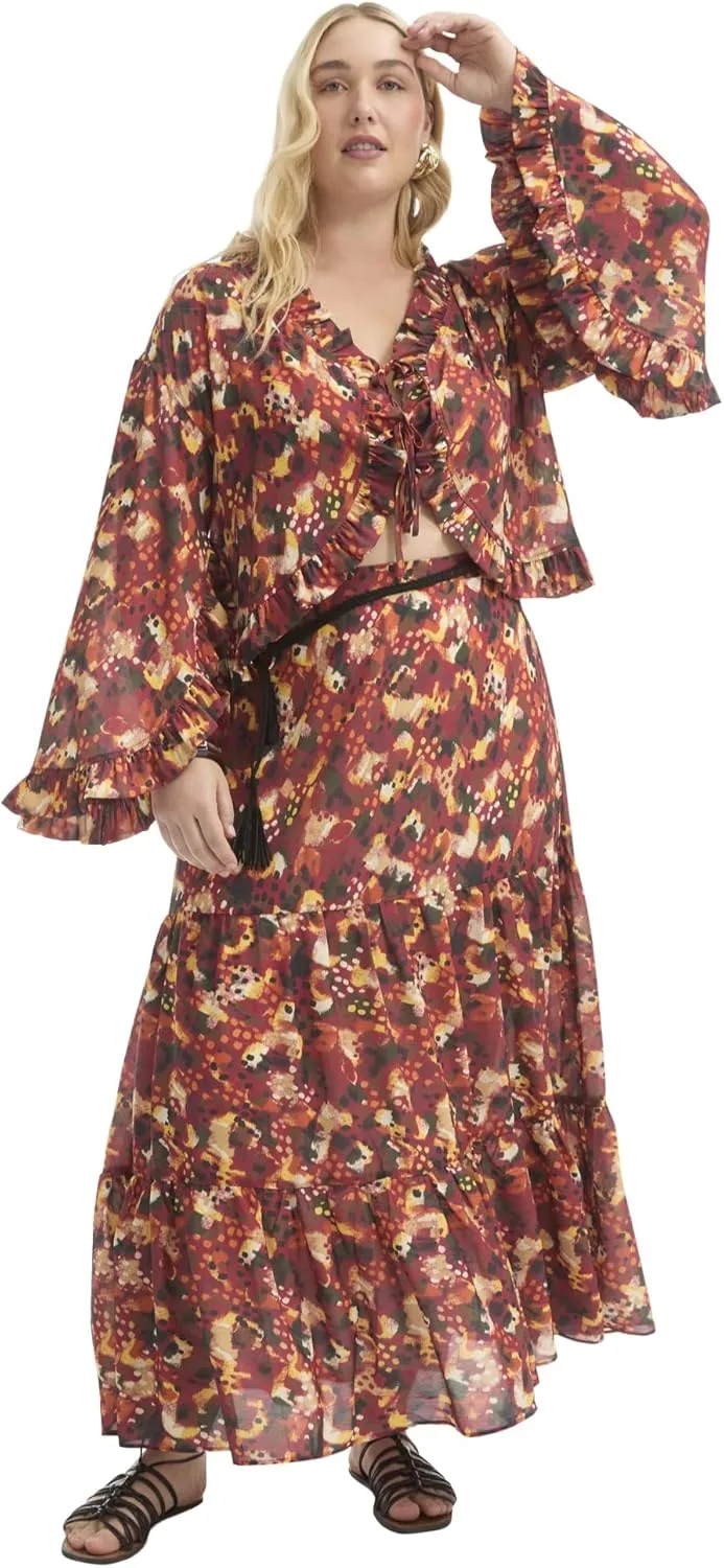 Женский топ с рюшами и завязкой спереди Plus Size June + Vie
Женский топ с рюшами и завязкой спереди Plus Size June + Vie