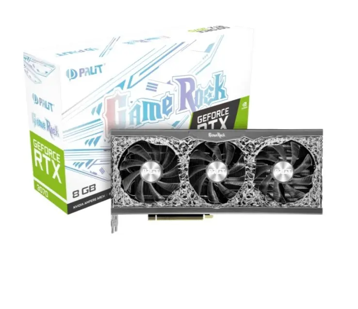 Видеокарта Palit NVIDIA GeForce RTX 3070, PA-RTX3070 GAMEROCK 8G V1 LHR, 8ГБ, GDDR6, LHR, Ret NE63070019P2-1040G LHR
Видеокарта Palit NVIDIA GeForce RTX 3070, PA-RTX3070 GAMEROCK 8G V1 LHR, 8ГБ, GDDR6, LHR, Ret NE63070019P2-1040G LHR