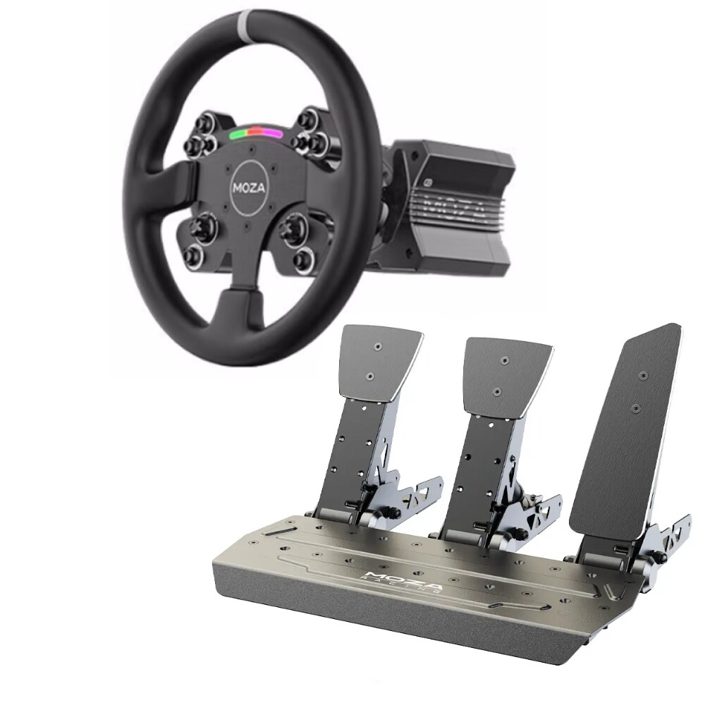 Руль Moza R12, База руля + руль CS V2P + 3 педали SR-P, черный
Руль Moza R12, База руля + руль CS V2P + 3 педали SR-P, черный