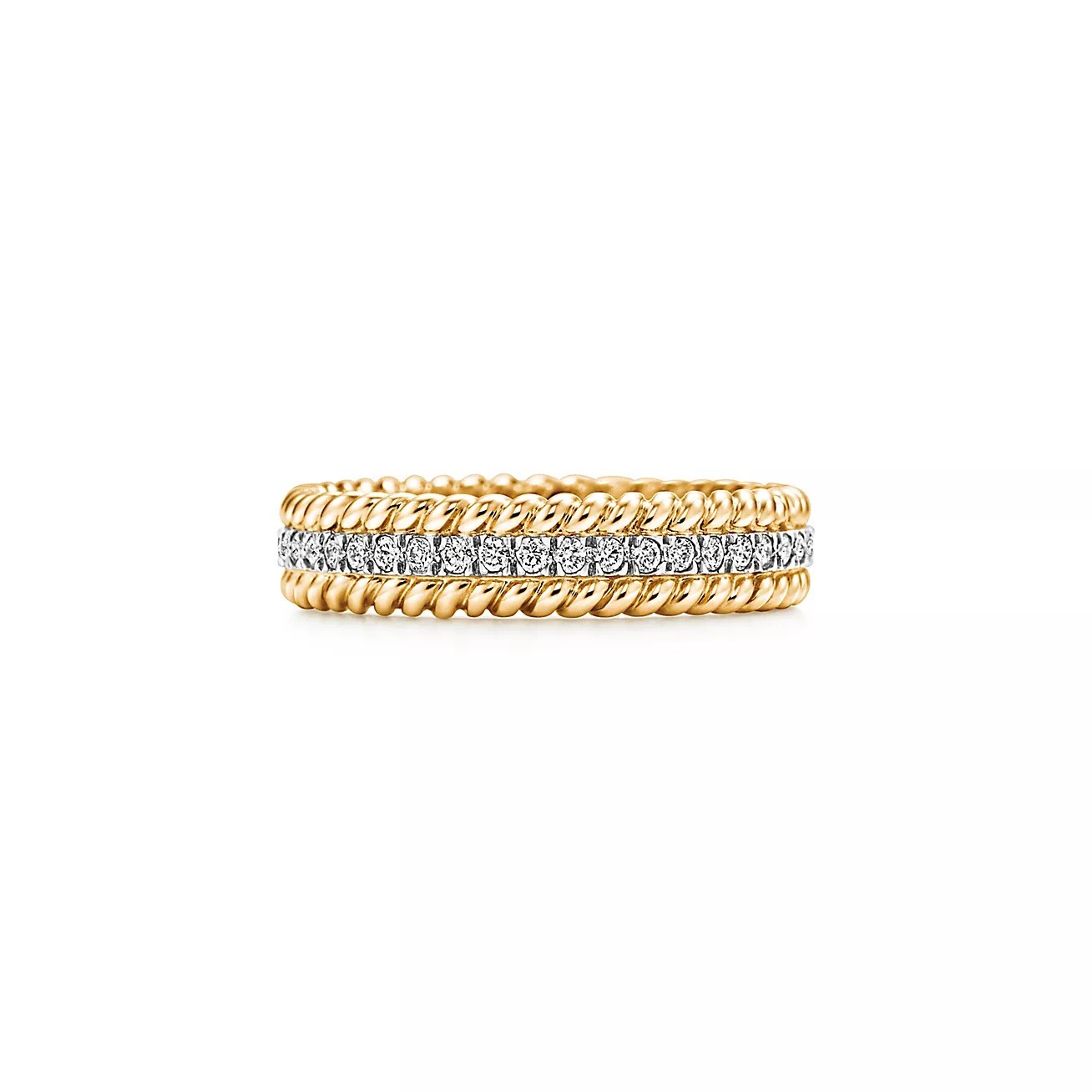 Кольцо Tiffany & Co. Jean Schlumberger by Tiffany Rope Two-row, золото/платина/бриллианты 
Кольцо Tiffany & Co. Jean Schlumberger by Tiffany Rope Two-row, золото/платина/бриллианты