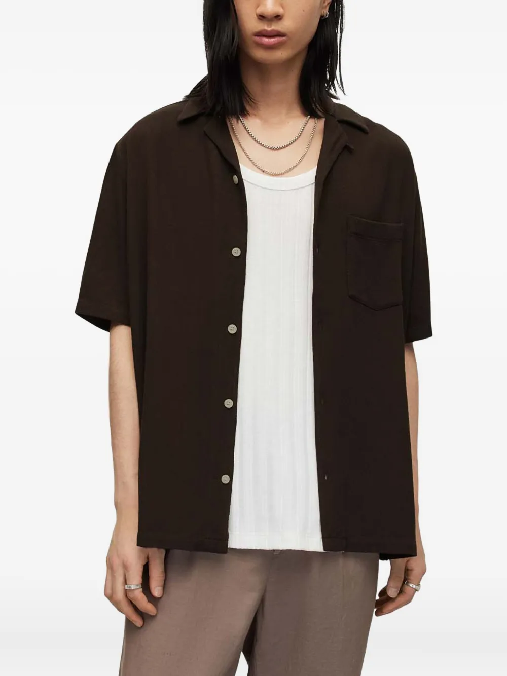 Рубашка с отложным воротником Cudi AllSaints, черный
Рубашка с отложным воротником Cudi AllSaints, черный