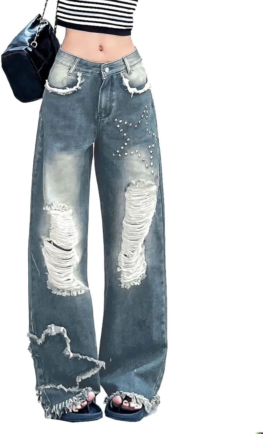 Джинсы baggy для женщин Y2K с принтом звезд, рваные ретро LUUTWAL
Джинсы baggy для женщин Y2K с принтом звезд, рваные ретро LUUTWAL