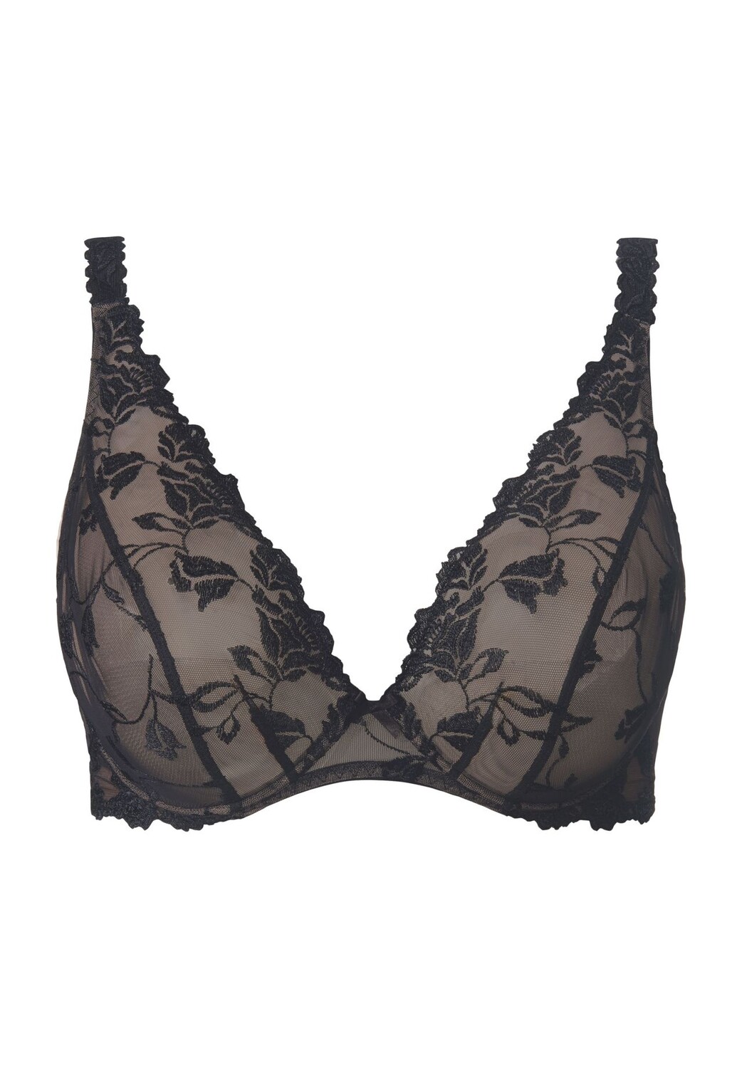 Женский кружевной треугольный бюстгальтер Softessence с вышивкой Aubade, цвет Noir