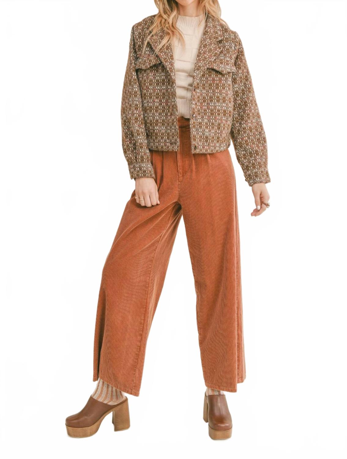 Селье укороченная куртка в коричневом мульти Sadie & Sage 
Селье укороченная куртка в коричневом мульти Sadie & Sage