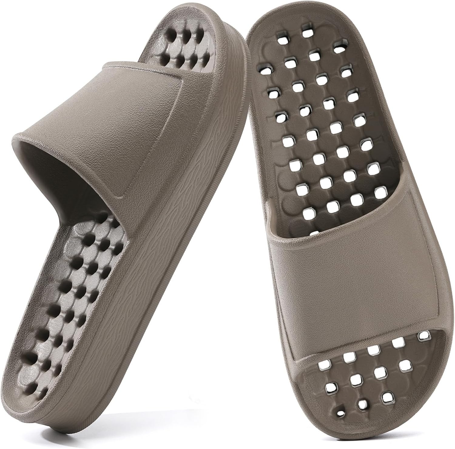 Тапочки для душа GETOEU для женщин и мужчин с дренажными отверстиями, массажные шлепанцы с мягкой амортизацией, противоскользящие, с толстой подошвой для бассейна, спортивного зала и душа, быстро сохнущие, для ванной и спа, коричневый
Тапочки для душа GETOEU для женщин и мужчин с дренажными отверстиями, массажные шлепанцы с мягкой амортизацией, противоскользящие, с толстой подошвой для бассейна, спортивного зала и душа, быстро сохнущие, для ванной и спа, коричневый