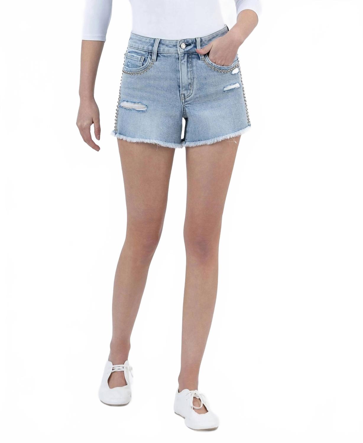 Стриженые джинсовые шорты с заклепками и высокой талией VERVET BY FLYING MONKEY, Prowess
Стриженые джинсовые шорты с заклепками и высокой талией VERVET BY FLYING MONKEY, Prowess